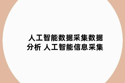 人工智能数据采集数据分析 人工智能信息采集